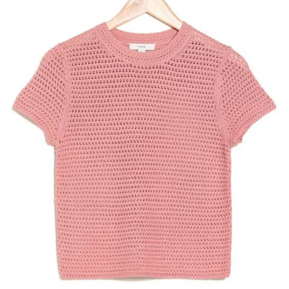 VINCE Crochet T-Shirt, Pink, Stretchy, Size XS - Picture 2 of 2